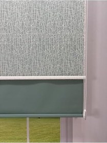 Resim donatti perde OLYMPOS Serisi – Kırçıl Desenli Çift Mekanizmalı Beyaz Tül Petrol Yeşili Stor Perde 50 x 200 