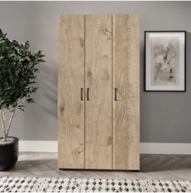 Resim WENCE Soft 3 Kapaklı Meşe Gardırop, Elbise Dolabı - Tamamı 1. Kalite Mdf 