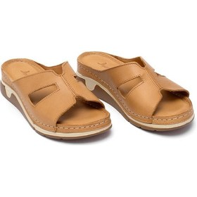 Resim Elit Rhmm-23 Kadın Hakiki Deri Ortopedik Düz Terlik Taba Taba 