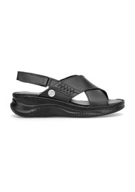 Resim Mammamia D26ys-5320 Kadın Hakiki Deri Dolgu Topuk Sandalet Siyah Siyah 