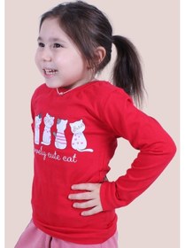 Resim Kız Çocuk Baskılı Sweatshirt Kırmızı 