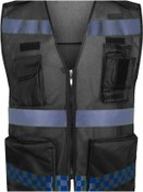 Resim ebakbak Motosiklet Reflektörlü Yelek Polyester Kumaş Çok Fonksiyonlu Cepler Motor Yelek Siyah 