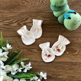 Resim Renkli Puset Renkli Ejderha Desenli Puset 2'li Penye Bebek Eldiven Takım Ekru Kız Çocuk İçin Rahat Kullanım 