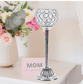 Resim Dekovien Kristal Şapka Gümüş Metal Şamdan sm0001 