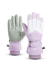 Resim Skywheel Su Ve Rüzgar Geçirmez, Dokunmatik Ekran Uyumlu Yetişkin Kar Kayak Eldiveni Mor 