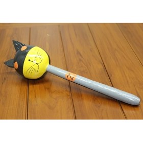 Resim Ahşap Kedili Batman Marakas Tekli Polos:25 