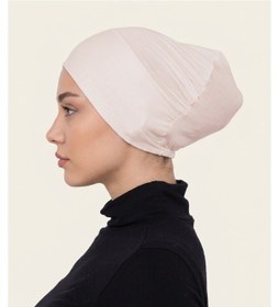 Resim Alivascarf Geçmeli Bone Önü Dikişsiz Kaymaz Lastikli Kadın Tesettür Pratik Geçme İç Bone Açık Bej 