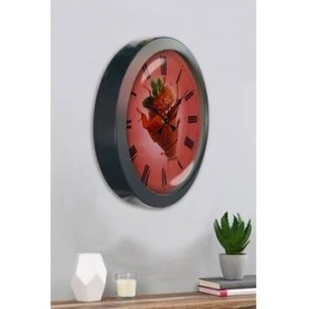 Resim Bahat Salon Ofis Duvar Saati Gri Metal Çerçeve 36 cm 