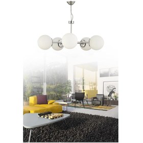 Resim İstanbul Avize Istanbul Avize Nisa 5'Li Gümüş Beyaz Glop Camlı Avize 