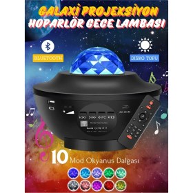 Resim Normadia Yıldızlı Projeksiyon Tavan Bulutsu Galaxy Lazer Işıklı Disko Topu Bluetooth Hoparlör 