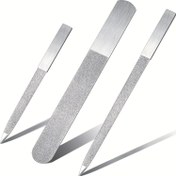 Resim 3 adet Elmas Tırnak Dosya Seti Paslanmaz Çelik Çift Taraflı Tırnak Dosyası Metal Zümrüt Tampon Dosyası Manikür Dosyaları Doğal Tırnak Emery Panoları Salon Ev ve Seyahat Kadınlar Erkekler için 
