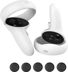 Resim VicRole Özel 10 Adet Siyah Başparmak Kavrama Kapağı Kaymaz Silikon Thumbstick Caps Meta Quest 2/Pro, VR Kulaklık Denetleyicisi HTC için Koruyucu Kapak, Oculus Quest 1 2 Rift S için Joystick Kapağı 