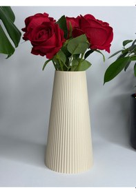 Resim Lınea Vazo- Bej - Taş Tabanlı Pla Sadelikteki Zarafetin İzinde 