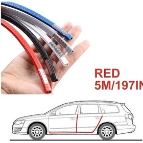 Resim Meridiangoods 1 Rulot 5m Pvc Araç Kapı Kenar Koruyucu Ses Toz Önleyici Kırmızı 