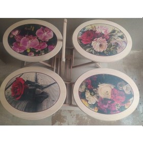 Resim Zigon Sehpa Çanta Çiçek Motif Ham Kayın Torna Iskelet Itinalı Pa 