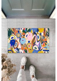 Resim Çok Renkli Kapı Önü Paspası Modern Desen K-3257 