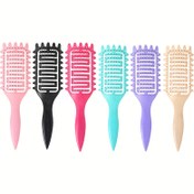 Resim Kıvırcık Saçlar için 1 adet Geniş Dişli Dolaşıklığı Giderici Saç Fırçası - Nazik Kafa Masajı Kılları, Ergonomik Sap, 5 Renk (Siyah / Pembe / Teal / Bej / Beyaz) - Kızlar ve Kadınlar için Kabarmayı Kontrol Etme ve Pürüzsüzlük 