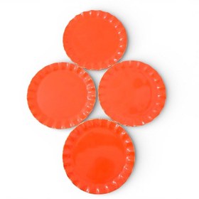 Resim Sudedi Home Gerçek Altın Yaldızlı Cam Pasta Tabağı 21 Cm Turuncu 4 Kişilik Set Turuncu 