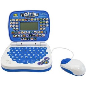 Resim Oyuncak Laptop Eğitim Bilgisayarı Türkçe İngilizce Eğitici Mavi 