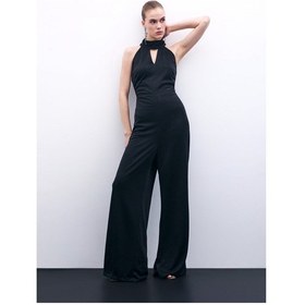 Resim Sateen Kolsuz Parlak Tulum - Siyah-135878 Siyah 