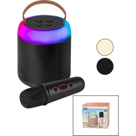 Resim Findit Yuvarlak Karaoke Mikrofonlubluetooth Wireless Hoparlör - Speaker USB Şarjlı - Işıklı-Findit 