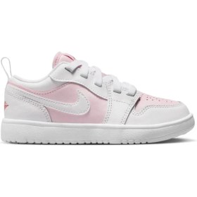 Resim Nike Jordan 1 Low Alt Leather Sneakers Hakiki Deri Bantlı Cırtlı Kız Çocuk Spor Ayakkabı Beyaz Pembe 