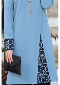 Resim Raika Moda Lazer Kesim Detaylı Büyük Beden Tesettür Takım Mavi 