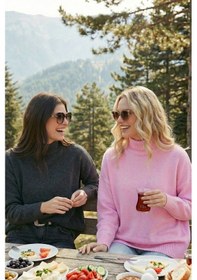 Resim Lela Oversize Fit Balıkçı Yaka Yumuşak Dokulu 2'Li Paket Triko Bayan Kazak 680Kz00469S2 Şeker Pembe-Antrasit 