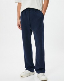 Resim Koton Oversize Eşofman Altı Beli Bağcıklı Bol Paça Cep Detaylı Lacivert 4sam40043mk 4SAM40043MK705 Lacivert 