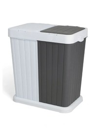 Resim 2 Bölmeli Kirli Temiz Çamaşır Sepeti 80lt Gri-beyaz Antrasit - Beyaz 