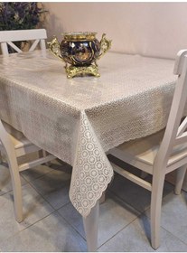 Resim Ithal Pvc Muşamba - Desenli Silinebilir Masa Örtüsü 07iz06 Bej 