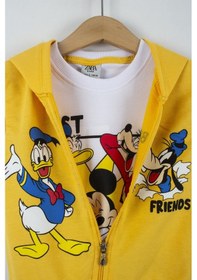 Resim Trendimizbir Best Friends Baskılı Erkek Çocuk Hırkalı Alt Üst Takım-5091 Sarı 