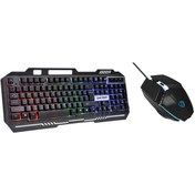 Resim Hytech Hkm-x86 Quın Siyah Usb Gökkuşağı Zemin Aydınlatmalı Gaming Oyuncu Klavye Mouse Set 