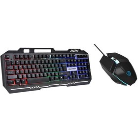 Resim Hytech Hkm-x86 Quın Siyah Usb Gökkuşağı Zemin Aydınlatmalı Gaming Oyuncu Klavye Mouse Set 