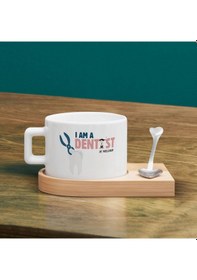 Resim Bk Gift Kişiye Özel İsimli Diş Hekimi Tasarımlı-1, Ahşap Altlıklı Seramik Fincan, Meslek Hediyesi, Yeni İş Hediyesi Kobitmeyen137924 Bk Gift 