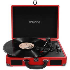 Resim Mikado Nostalgia MN-P317 RCA ve Bluetooth Destekli Müzik Kutusu Pikap Kırmızı 