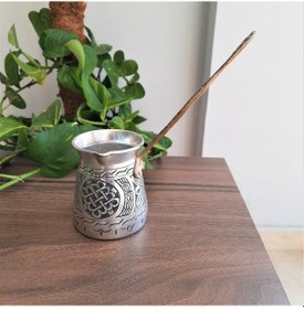 Resim Kalın İşlemeli Kalaylı Bakır Cezve 250 ml 