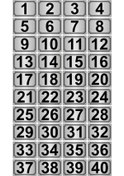 Resim 7x10cm Metal Yapışkanlı Numara (1..40) 40 adet Gümüş Renk Metal 