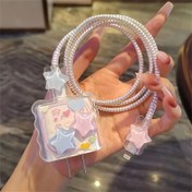 Resim 5'li set 3D yıldız ve dalga kenarlı TPU malzeme veri kablosu koruma kılıfı, iPhone 18w/20w şarj cihazı için uygun 
