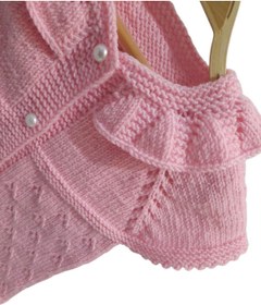 Resim Aykır ı Bebe Aykır-ı Bebe El Örgüsü Pembe İncili Bebek Yeleği 