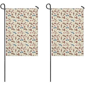 Resim Noel Desenli 2 Li Bahçe Bayrağı Seti, Çift Taraflı 12x173 İnç Açık Alan İçin 12+ 