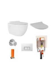 Resim Seramiksan Neon Rim-Out Asma Klozet+Duroplast Kapak+VitrA Gömme Rezervuar Set 