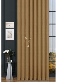 Resim Keten Fon Perde V-4021 Hardal Hardal 