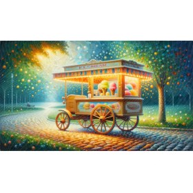 Resim Venspor Masalsı ve Renkli Dondurma Arabası Arkaplan 200 x 150 cm Fon Duvar Örtüsü 