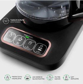 Resim Karaca Connect 4'ü 1 Arada Wifi Android-apple Uzaktan Bağlantılı Cam Çay Makinesi - Filtre Kahve Hazırlama 