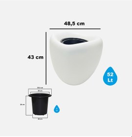 Resim Evinizin Atölyesi Yumurta Saksı Kirli Beyaz 52 Lt 52cm-round 