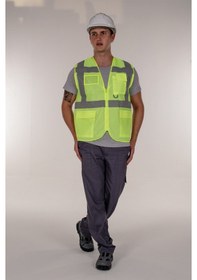 Resim Yeşil Fosforlu Mühendis Ikaz Yelek Reflektörlü 