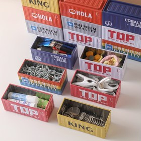 Resim Vintage mini endüstriyel stil teneke kutu yığınlanabilir saklama kutusu, küçük takı saklama ev dekoratif çok fonksiyonlu teneke kutu, Takı Sandığı 