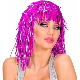 Resim Kuzgun Ticaret Bfs Pembe Fuşya Işıltılı Metalize Parti Peruğu 