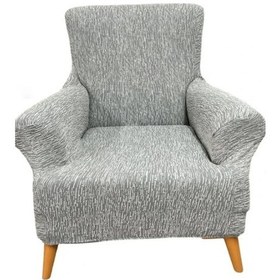 Resim StarMall Jakarlı Çubuk Desen Koltuk Örtüsü Koltuk Kılıfı Lastikli Esnek Yıkanabilir Tekli Bir Adet Taş Gri 